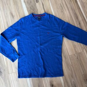 Polo‎ Ralph Lauren Mens XL Long Sleeve Waffle Knit T-Shirt Blue Red Pony